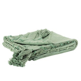50" X 60" Green Cotton Woven Geometric Throw Blanket with Tassels - Homeroots - Flyclothing LLC