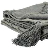 50" X 60" Gray Cotton Woven Geometric Throw Blanket with Tassels - Homeroots - Flyclothing LLC
