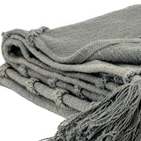 50" X 60" Gray Cotton Woven Geometric Throw Blanket with Tassels - Homeroots - Flyclothing LLC