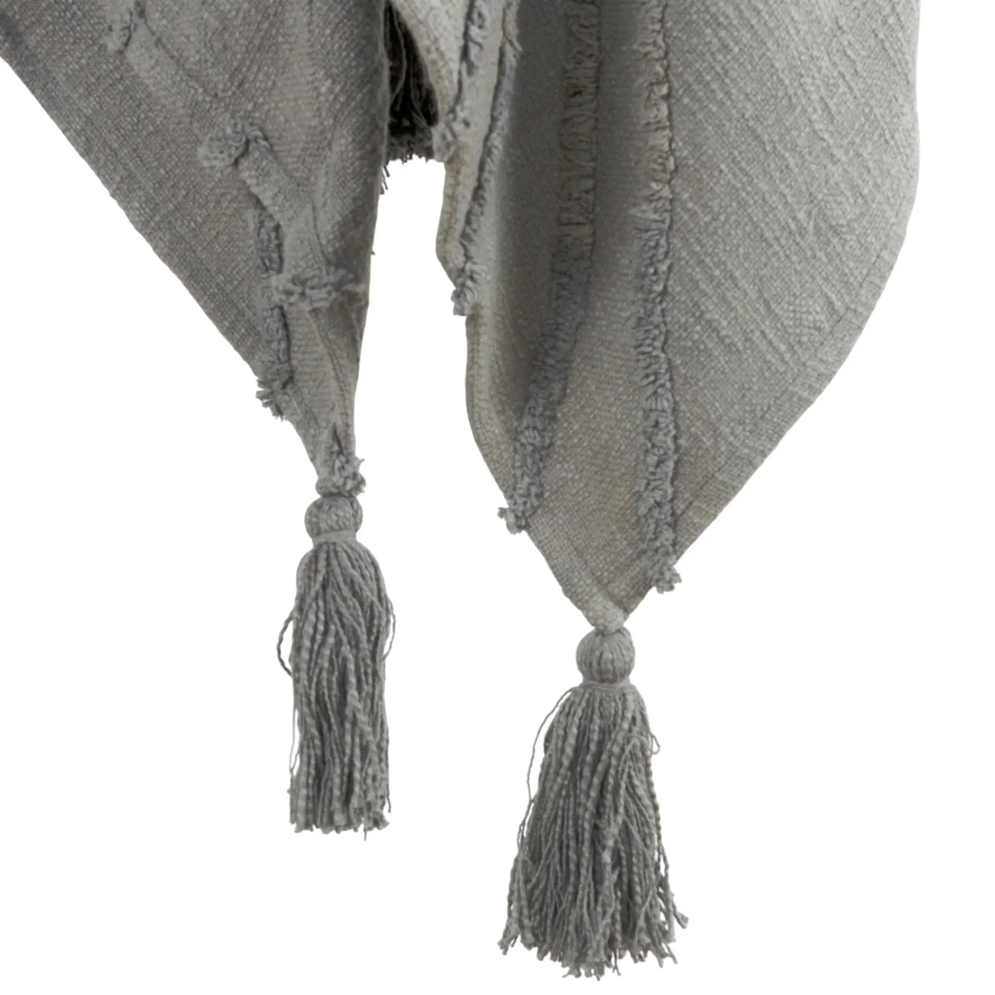 50" X 60" Gray Cotton Woven Geometric Throw Blanket with Tassels - Homeroots - Flyclothing LLC