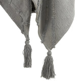 50" X 60" Gray Cotton Woven Geometric Throw Blanket with Tassels - Homeroots - Flyclothing LLC