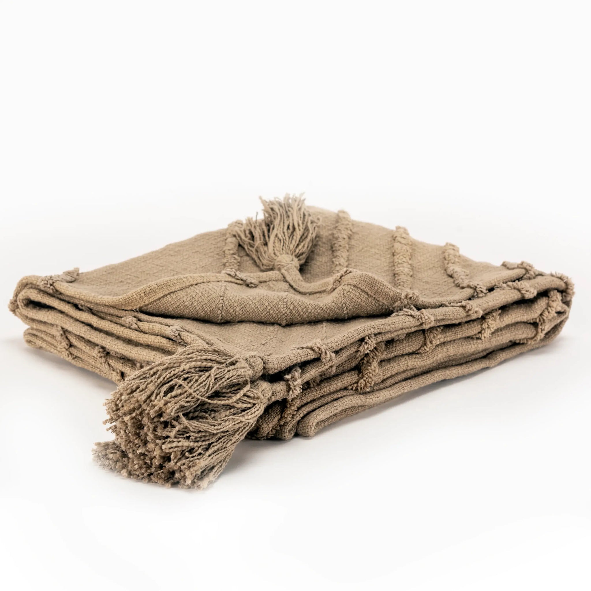 50" X 60" Brown Cotton Woven Geometric Throw Blanket with Tassels - Homeroots - Flyclothing LLC