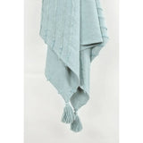 50" X 60" Aqua Cotton Woven Geometric Throw Blanket with Tassels - Homeroots - Flyclothing LLC