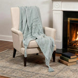 50" X 60" Aqua Cotton Woven Geometric Throw Blanket with Tassels - Homeroots - Flyclothing LLC