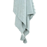 50" X 60" Aqua Cotton Woven Geometric Throw Blanket with Tassels - Homeroots - Flyclothing LLC