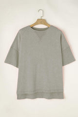 Plus Size Round Neck Half Sleeve T-Shirt - Trendsi - Flyclothing LLC