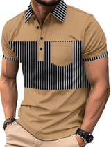 Men's Full Size Collared Contrast Striped Polo Plus Size - Trendsi - Flyclothing LLC
