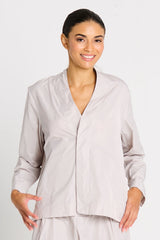 Nylon Minimal Swing Jacket - Putty - PLANET by Lauren G - Flyclothing LLC