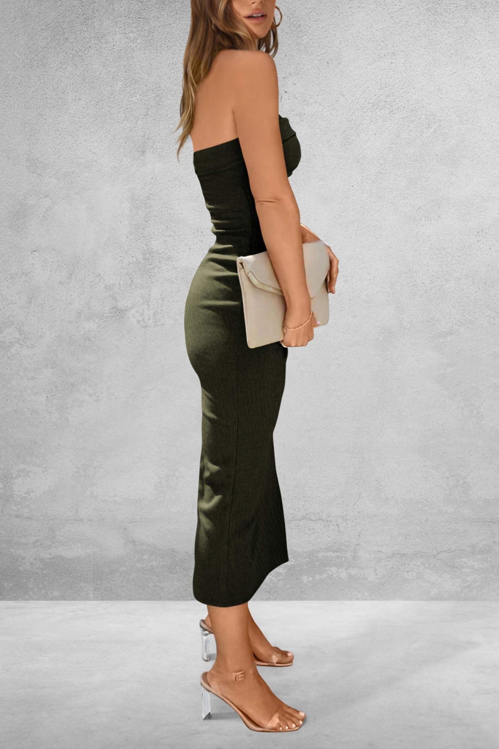Slit Tube Midi Dress - Trendsi - Flyclothing LLC