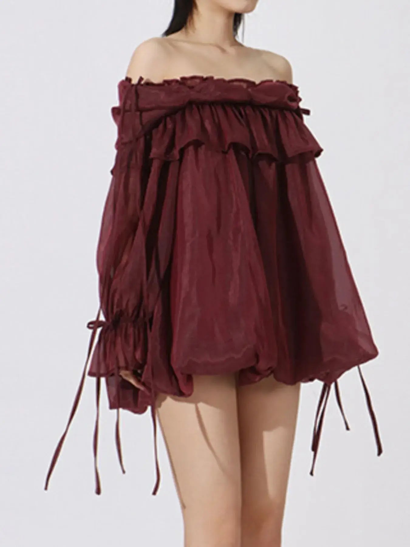 Ruffled Off-Shoulder Flounce Sleeve Blouse - Trendsi - Flyclothing LLC