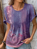 Printed Round Neck Short Sleeve T-Shirt - Trendsi - Flyclothing LLC