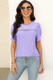 Eyelet Round Neck Short Sleeve T-Shirt - Trendsi - Flyclothing LLC