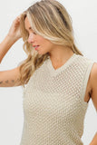 BiBi Knitted Beaded Pearl V Neck Sleveless Top - Trendsi - Flyclothing LLC