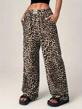 Leopard Wide Leg Pants with Pockets - Trendsi - Flyclothing LLC