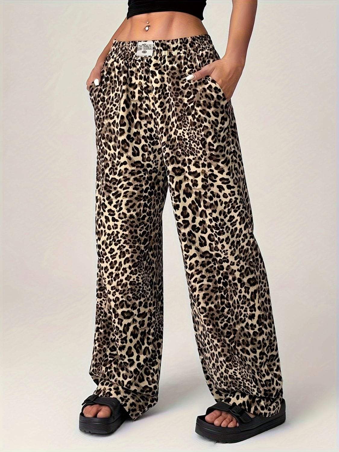 Leopard Wide Leg Pants with Pockets - Trendsi - Flyclothing LLC