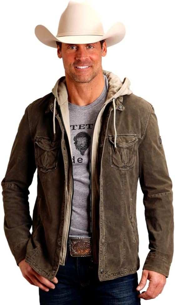 Stetson Western Jacket Men Hood Distressed Brown - Stetson - Flyclothing LLC