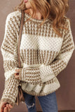 Color Block Round Neck Dropped Shoulder Sweater - Trendsi - Flyclothing LLC