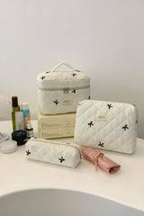 3 Piece Bow Quilted Cloth Storage Bag Set - Trendsi