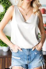 V-Neck Wide Strap Tank - Trendsi - Flyclothing LLC