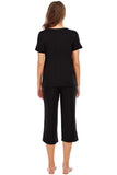 V-Neck Short Sleeve Top and Pants Lounge Set - Trendsi - Flyclothing LLC