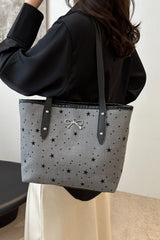 Bow Trim Polyester Tote Bag - Trendsi
