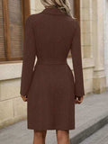Double-Breasted Lapel Collar Long Sleeve Dress - Trendsi - Flyclothing LLC