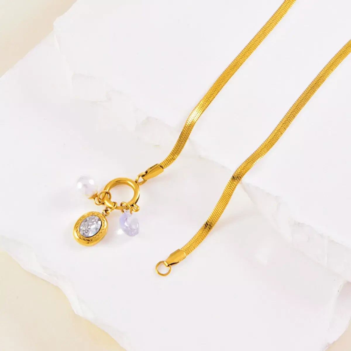 18K Gold-Plated Herringbone Chain Necklace - Trendsi - Flyclothing LLC