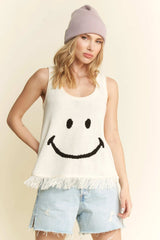 Jade By Jane Full Size Smiley Fringe Hem Tank Plus Size - Trendsi - Flyclothing LLC