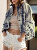 Pocketed Button Up Denim Jacket - Trendsi - Flyclothing LLC