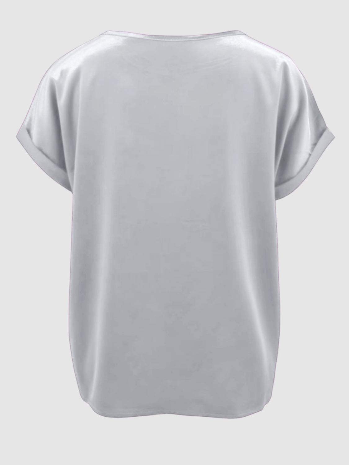 Round Neck Short Sleeve T-Shirt - Trendsi - Flyclothing LLC