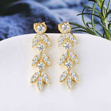 925 Sterling Silver Moissanite Leaf Earrings - Trendsi - Flyclothing LLC
