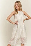 ADORA Applique Pearl Detail Grecian Neck Midi Dress - Trendsi