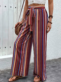 Tied Geometric Wide Leg Pants Trendsi