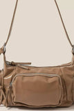 Fame Glossy Faux Leather Multi Pocket Hand Bag - Trendsi - Flyclothing LLC