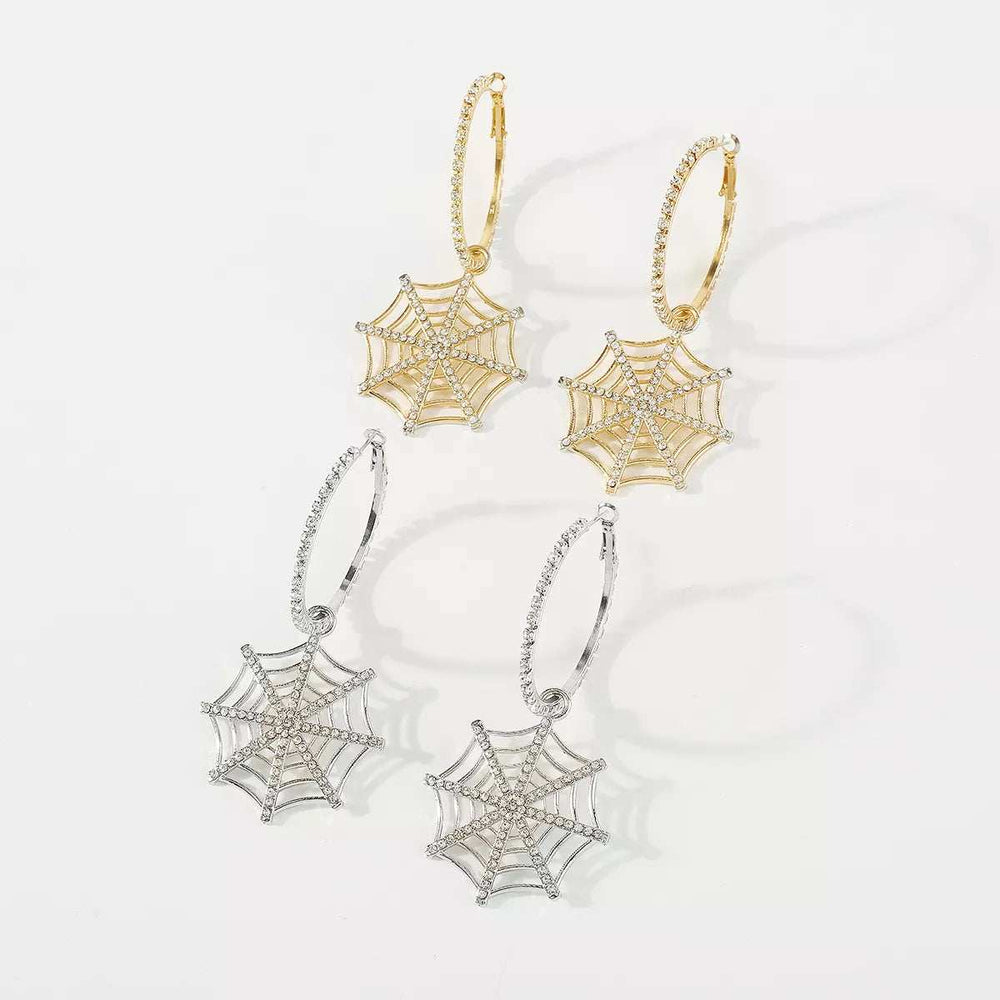 Halloween Spider Web Dangle Hoop Earrings - Trendsi - Flyclothing LLC