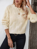 Round Neck Dropped Shoulder Sweater - Trendsi