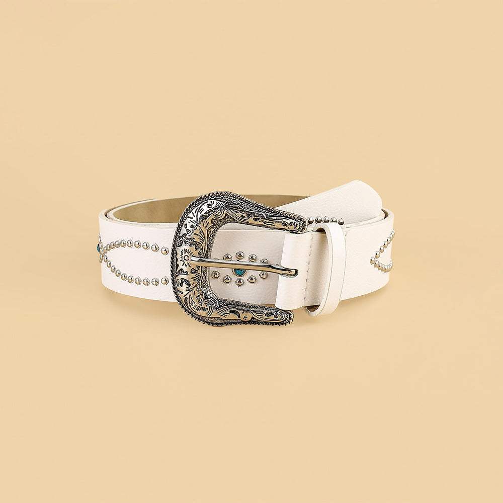 PU Leather Rhinestone Belt - Trendsi - Flyclothing LLC