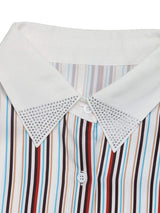 Perfee Contrast Striped Collared Neck Long Sleeve Shirt - Trendsi - Flyclothing LLC