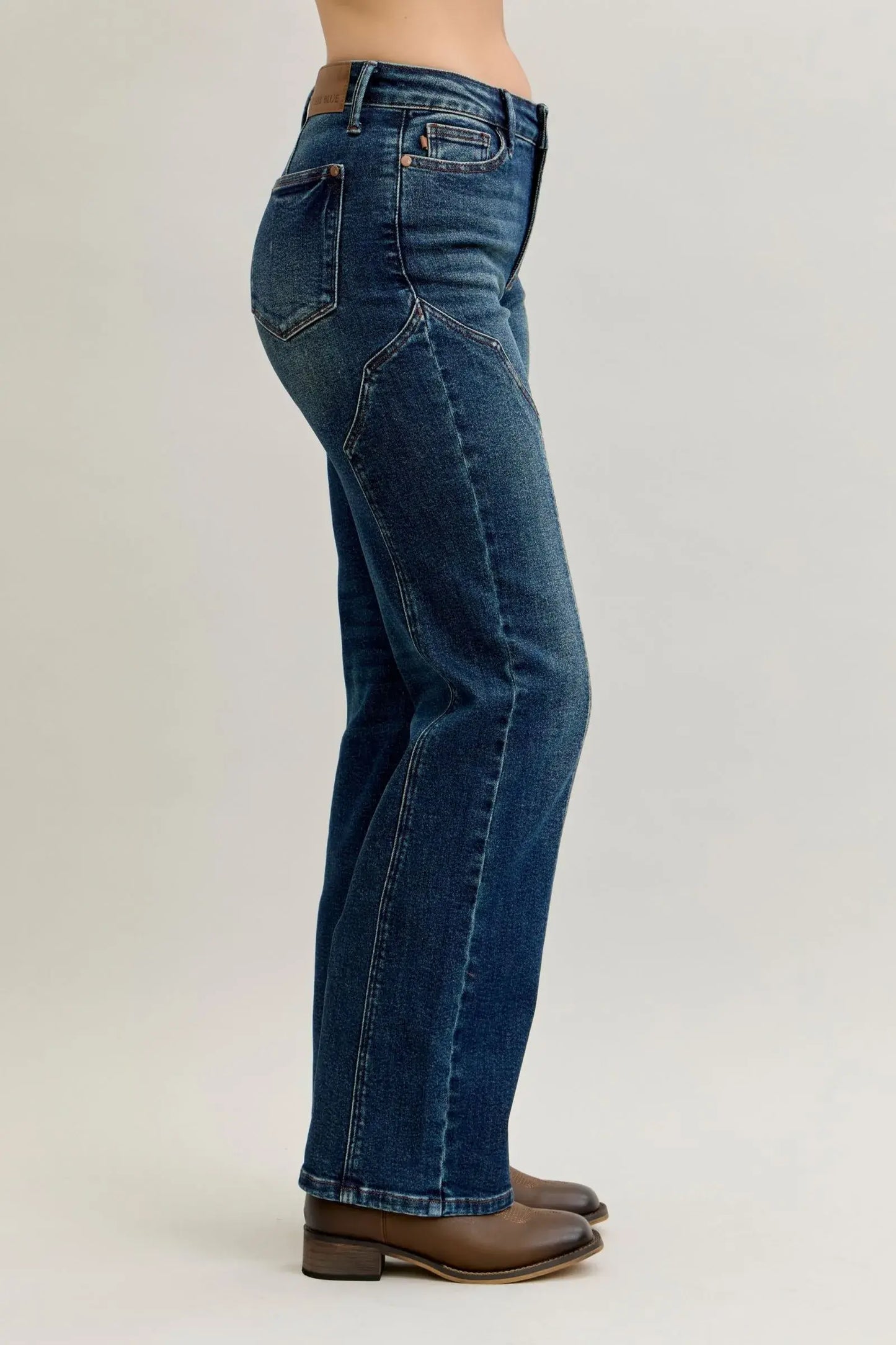Judy Blue Full Size Seam Detail Straight Leg Jeans Plus Size - Trendsi - Flyclothing LLC