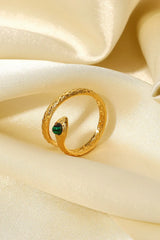 Snake Charmer Malachite Snake-Shaped Bypass Ring - Trendsi - Flyclothing LLC