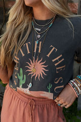 RISE WITH THE SUN Graphic Round Neck Short Sleeve T-Shirt - Trendsi - Flyclothing LLC