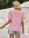 Twisted Heart V-Neck Short Sleeve Blouse - Trendsi - Flyclothing LLC