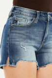 Kancan High Waist Raw Hem Denim Shorts - Trendsi - Flyclothing LLC