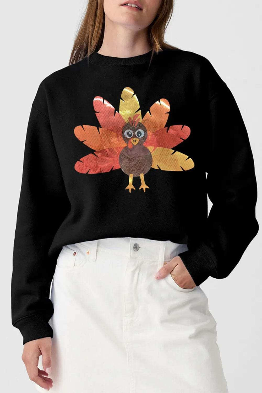 Graphic Round Neck Long Sleeve Sweatshirt - Trendsi - Flyclothing LLC