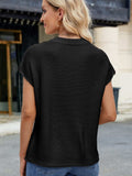 Exposed Seam Round Neck Short Sleeve Sweater - Trendsi - Flyclothing LLC