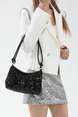 Sequin Double Strap Shoulder Bag - Trendsi