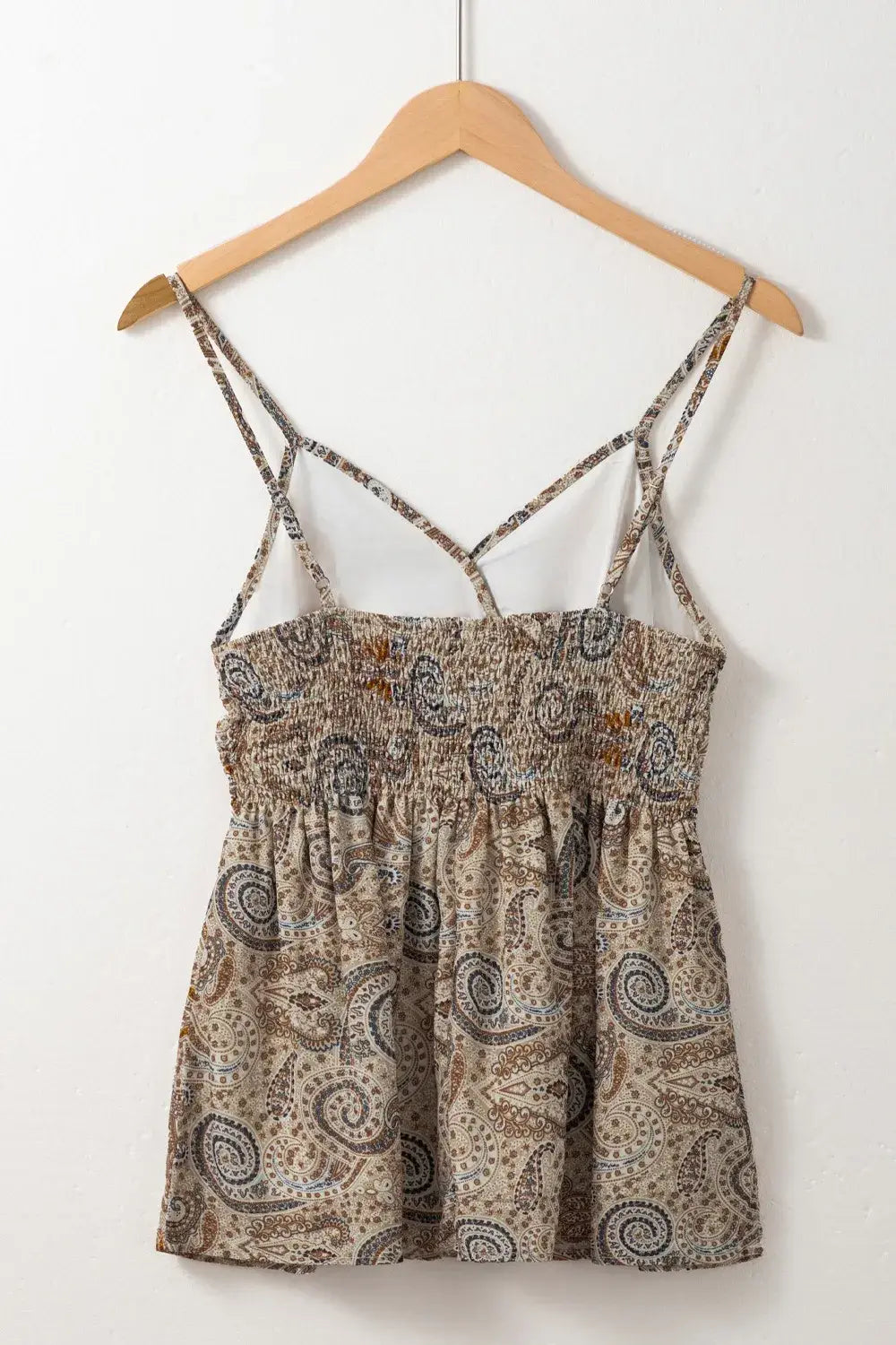 Paisley Printed Smocked Babydoll Cami - Trendsi - Flyclothing LLC