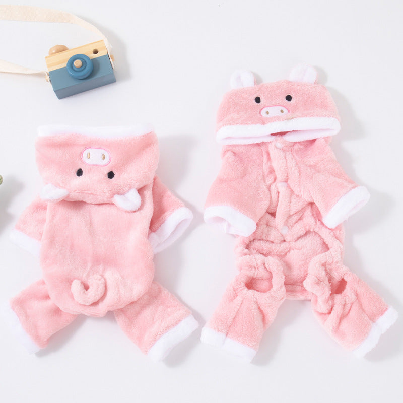Fleece-lined Thermal Coral Fleece Pig Pet Costume Cat Clothes Small Dog - My Store - Flyclothing LLC