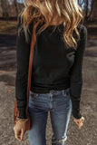 Round Neck Long Sleeve Knit Top - Trendsi - Flyclothing LLC