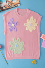 Crochet Flower Round Neck Sweater Vest - Trendsi - Flyclothing LLC